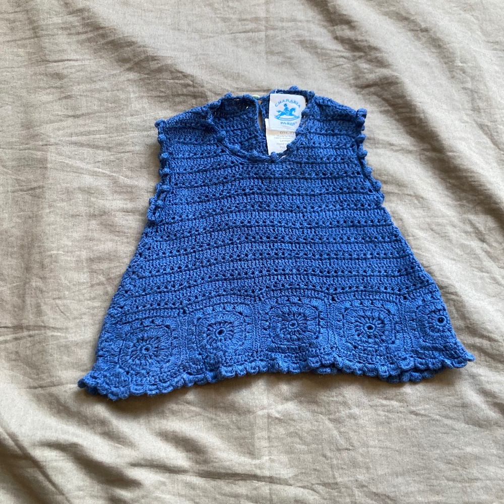 Vintage Charabia Handmade Crochet unisex Baby tops